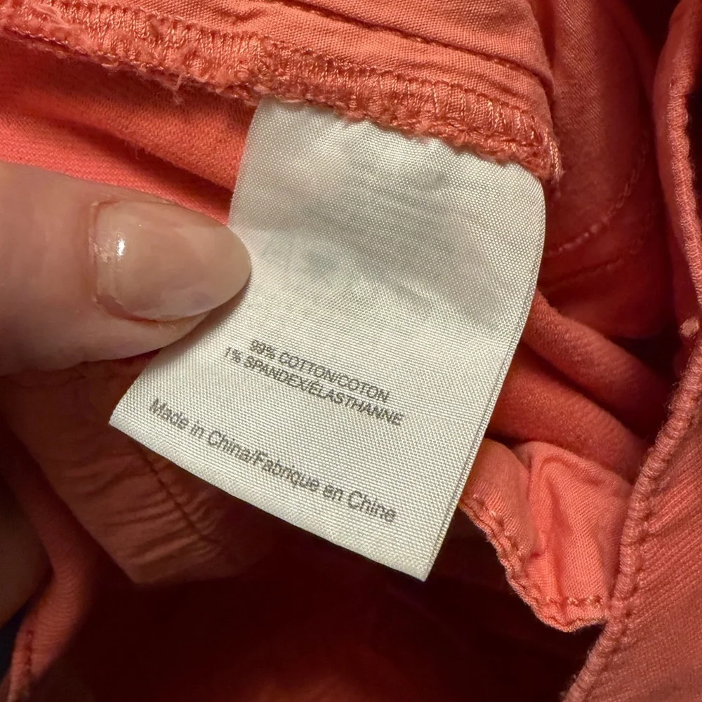 Tory Burch Coral Chino Shorts Roll Tab Preppy Size 27 Cotton